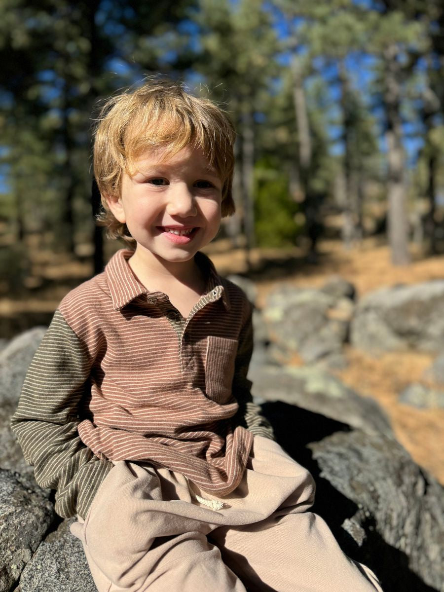 Troy Two Tone Brown LS Polo