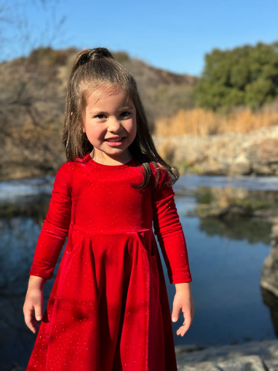 Merilee Red Sparkle Toddler Dress