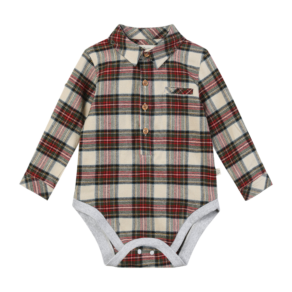 Plaid Buttoned Woven Onesie