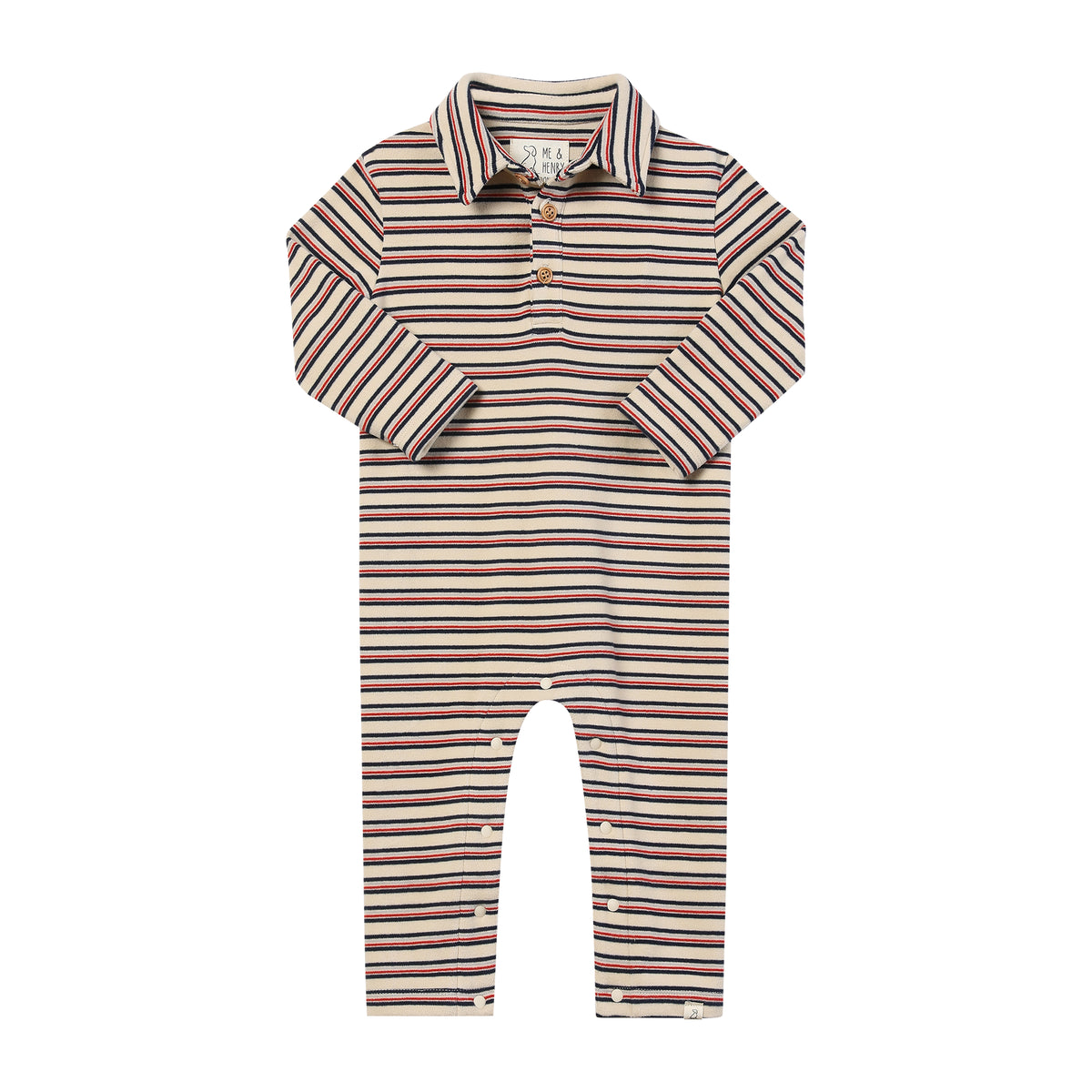Cozy Striped Polo Romper