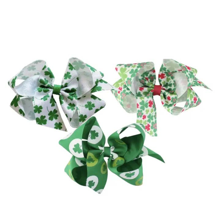 Shamrock Print Bow - Asst