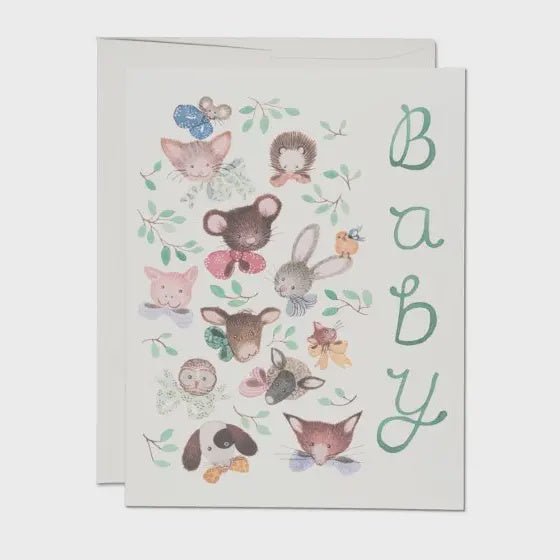 Pink Noses Baby Card