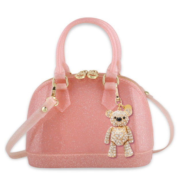 Light Pink Sparkle Crystal Teddy Purse