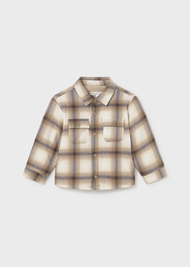 Neutral Plaid Buttoned Shirt 2108