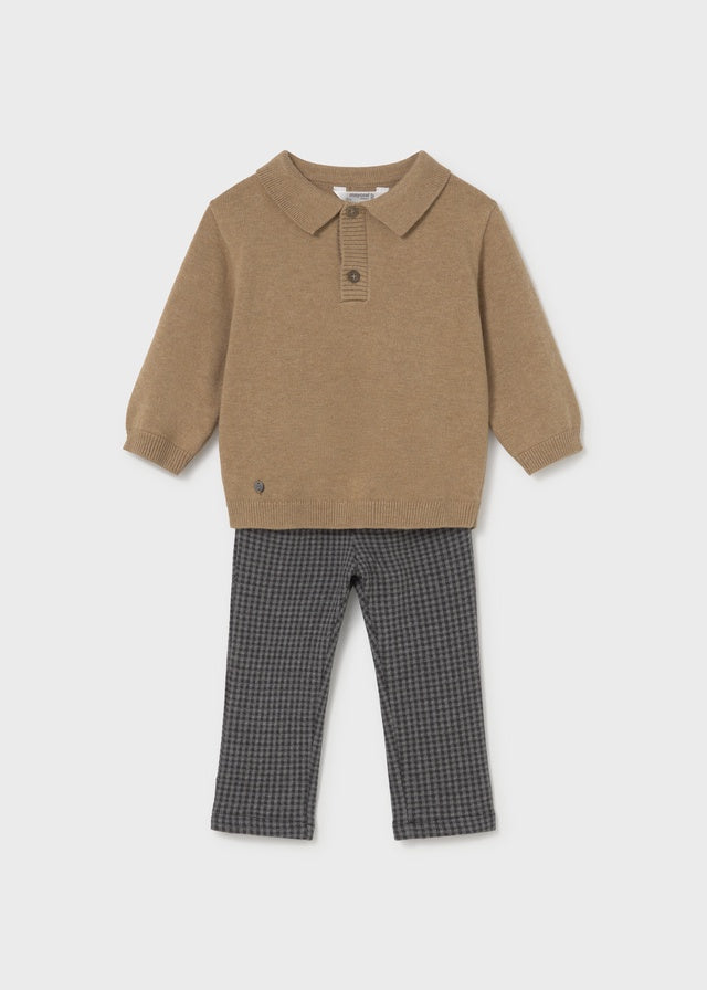 Sweater and Gingham Pants Set 2552
