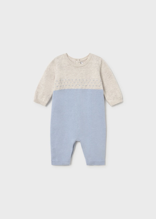 Oat & Light Blue Tricot Romper 2601