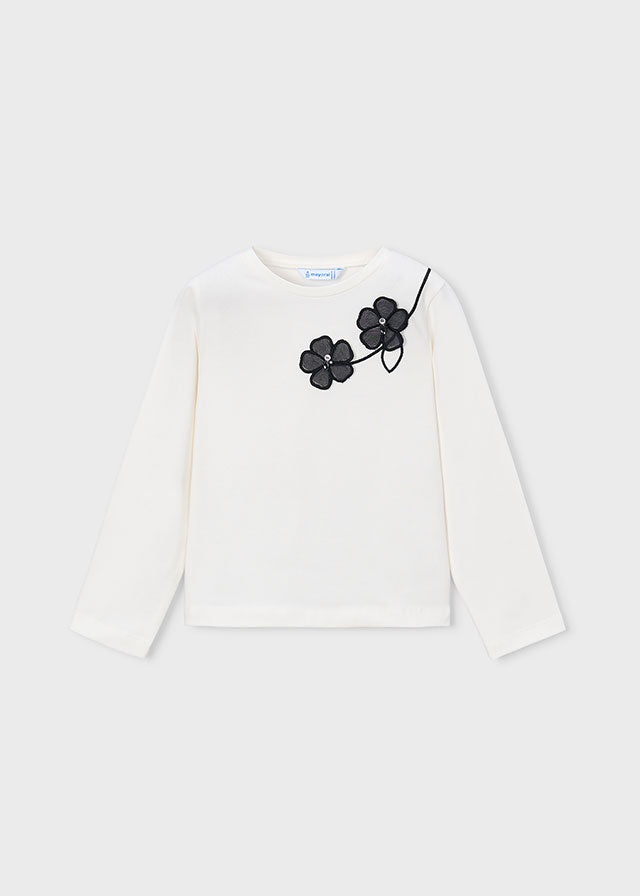 Black Flowers LS Kid Top 4035
