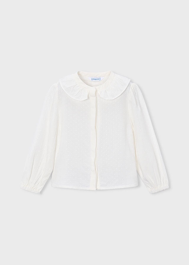 White Collared Kid Dressy Blouse 4148