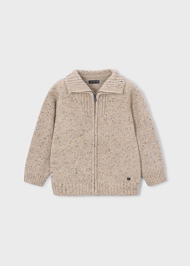 Beige Zipper Knit Sweatshirt 4301