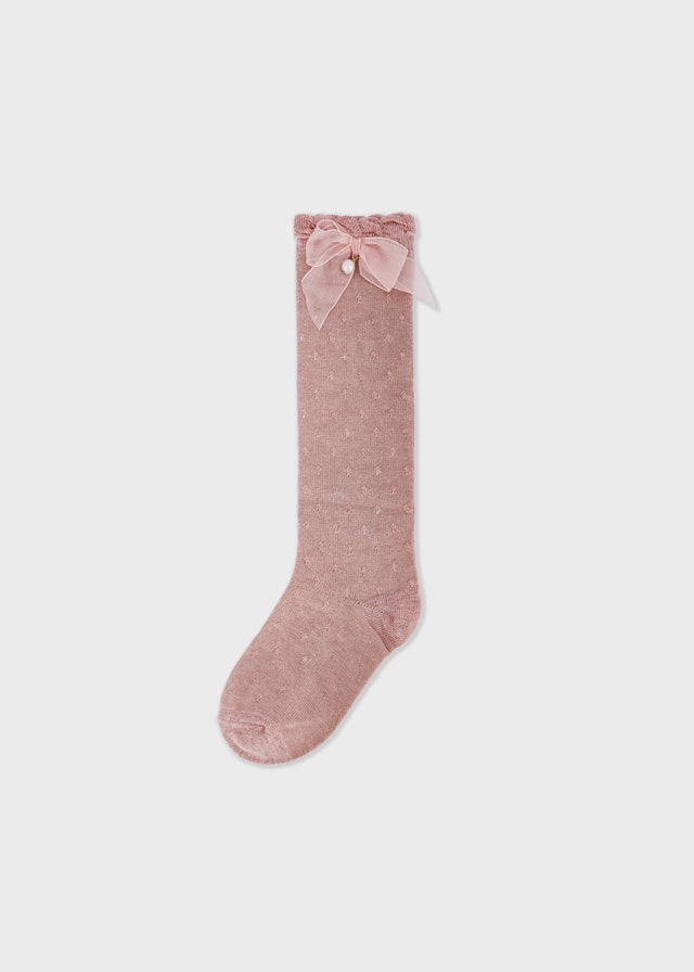 Pink Delicate Bow Knee High Socks 10290