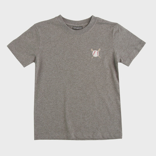 Heather Gray Baseball Fabric Applique Baby Tee