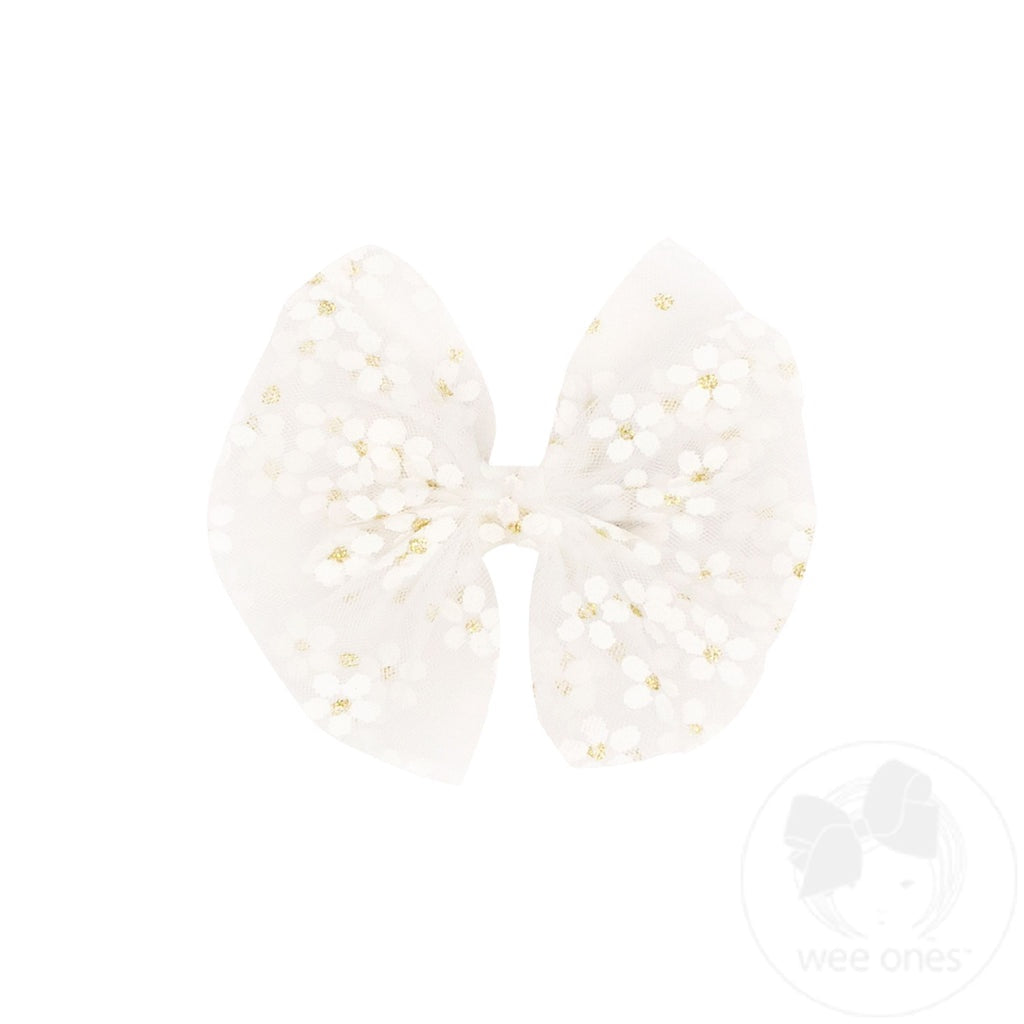 Mini Flower Tulle Bowtie | Assorted Colors