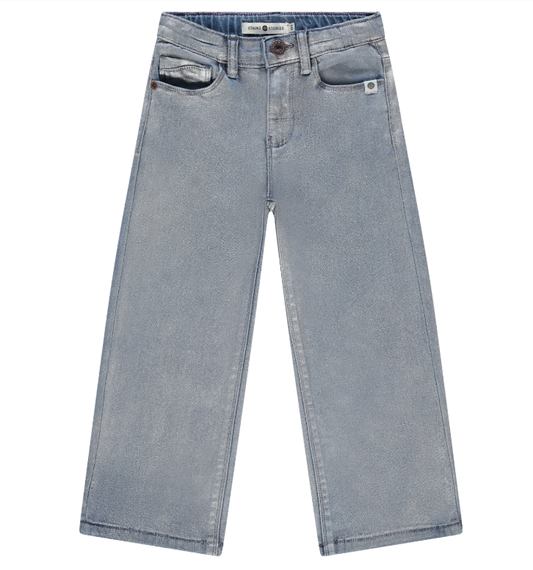 Silver Coated Wide Leg Denim Pant