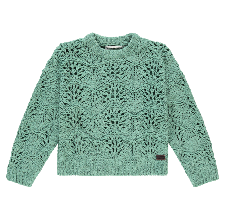 Mint Green Crochet LS Toddler Top