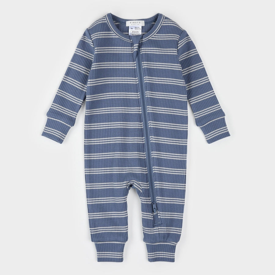 Two Tone Blue Stripe Zip Sleeper