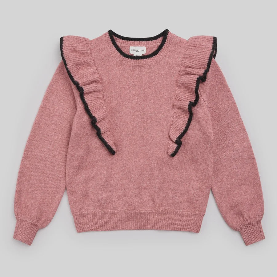 Ruffle Sweater Pink W06T04