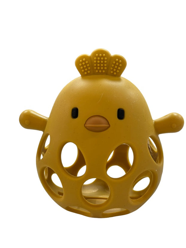 Silicone 3D Chicken Teether in Mustard