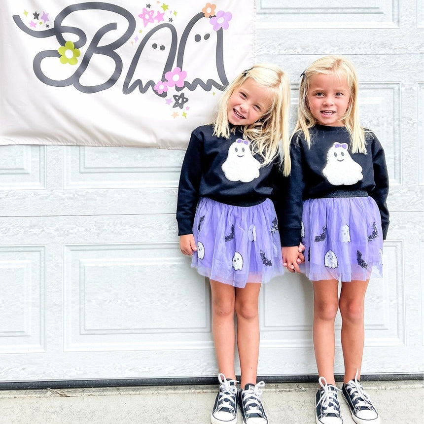 Sequin Ghost + Bats Tutu Skirt