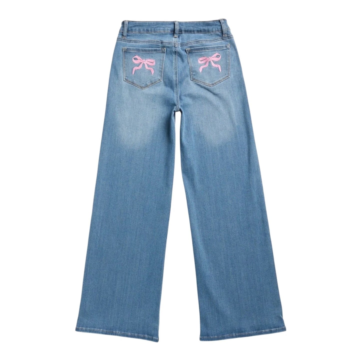 Bow Embroidered Pocket Flare Jeans