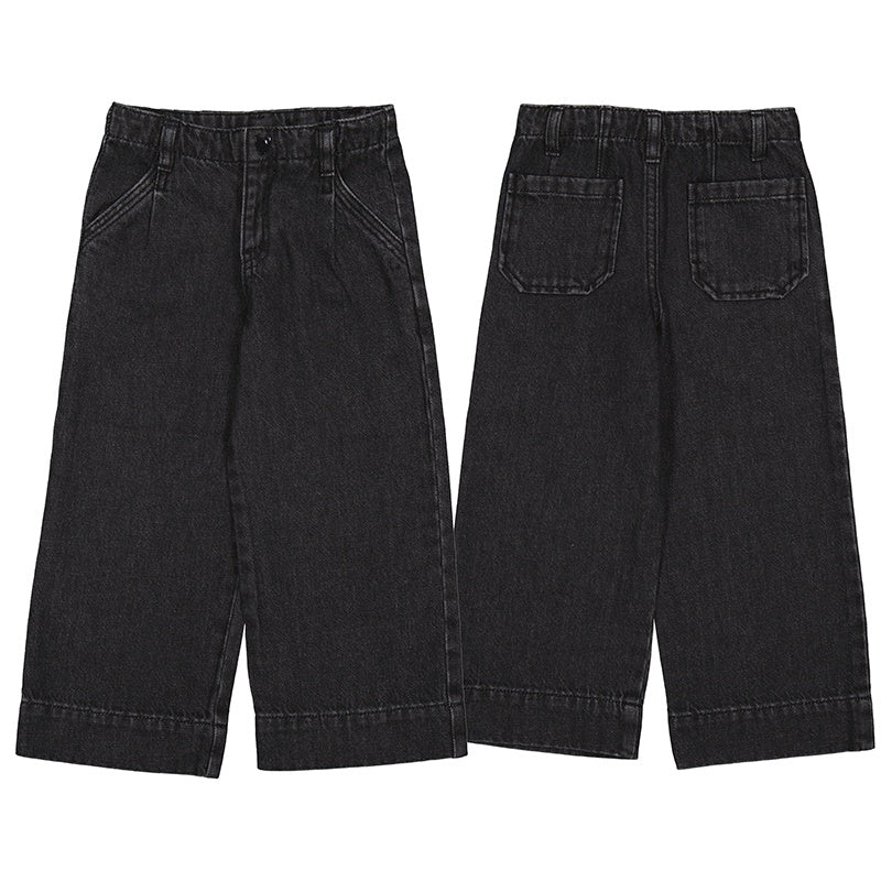 Black Denim Wide Leg Pant