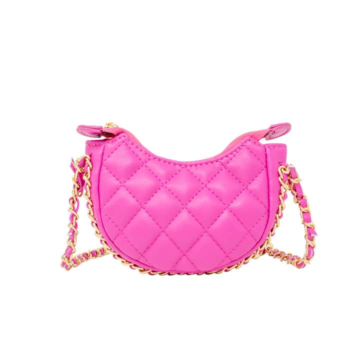 Tiny Quilted Chain Wrapped Crescent Bag