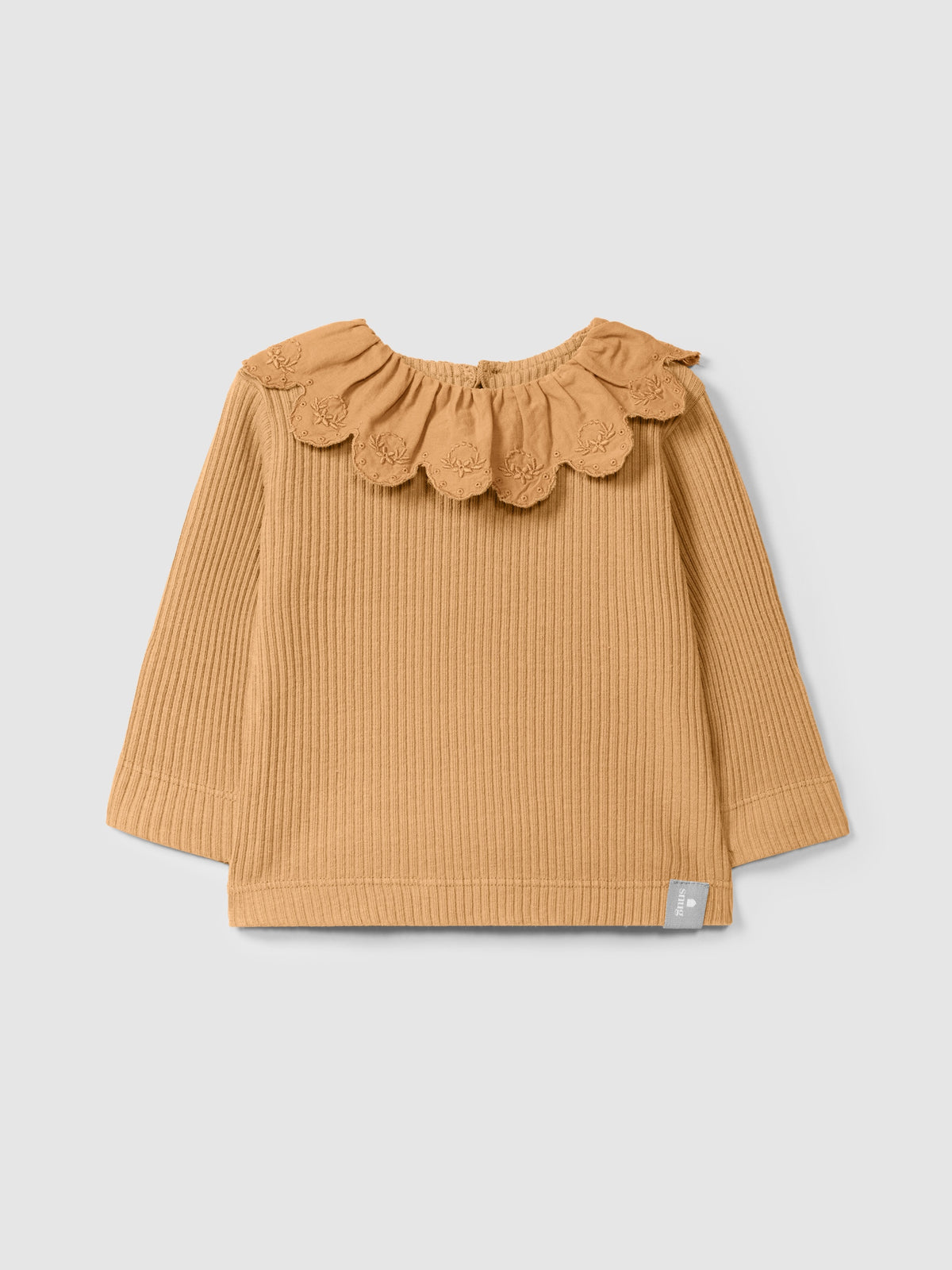 Rib Ruffle Collar LS Tee