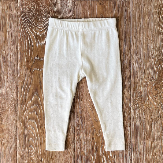 Pointelle Knit Stretch Leggings Pants | Natural | Organic Cotton