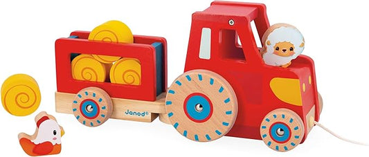Farm Wooden Pull Along Tractor Playset