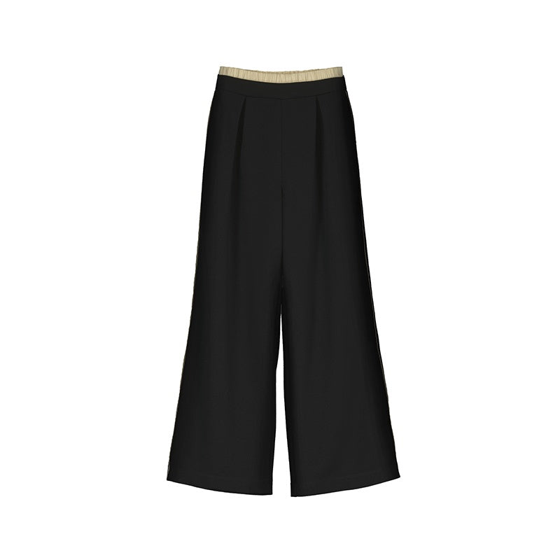 Wide Leg Soft Pants w/ Gold Elastic Band