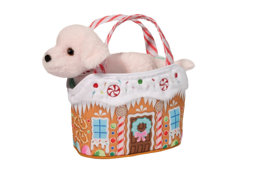 Puppy Plushie w/ Gingerbread House Bag