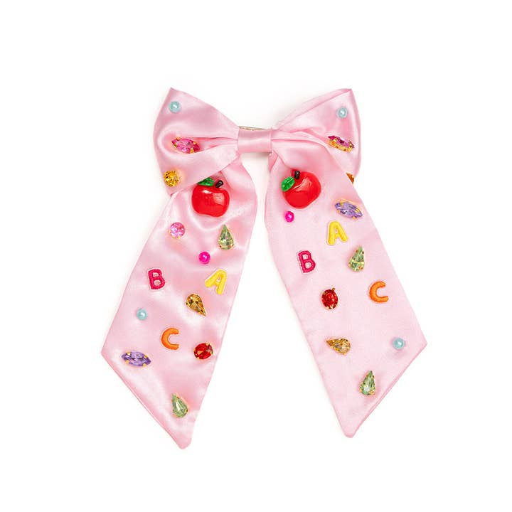 Back To School Cutie Gemstone Hair Bow Clip