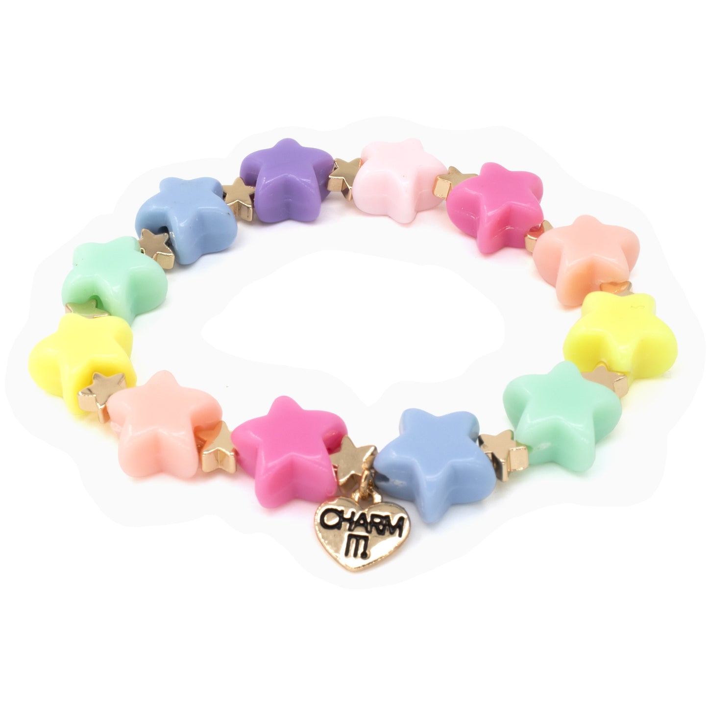 CHARM IT! Gold Pastel Star Stretch Bead Bracelet