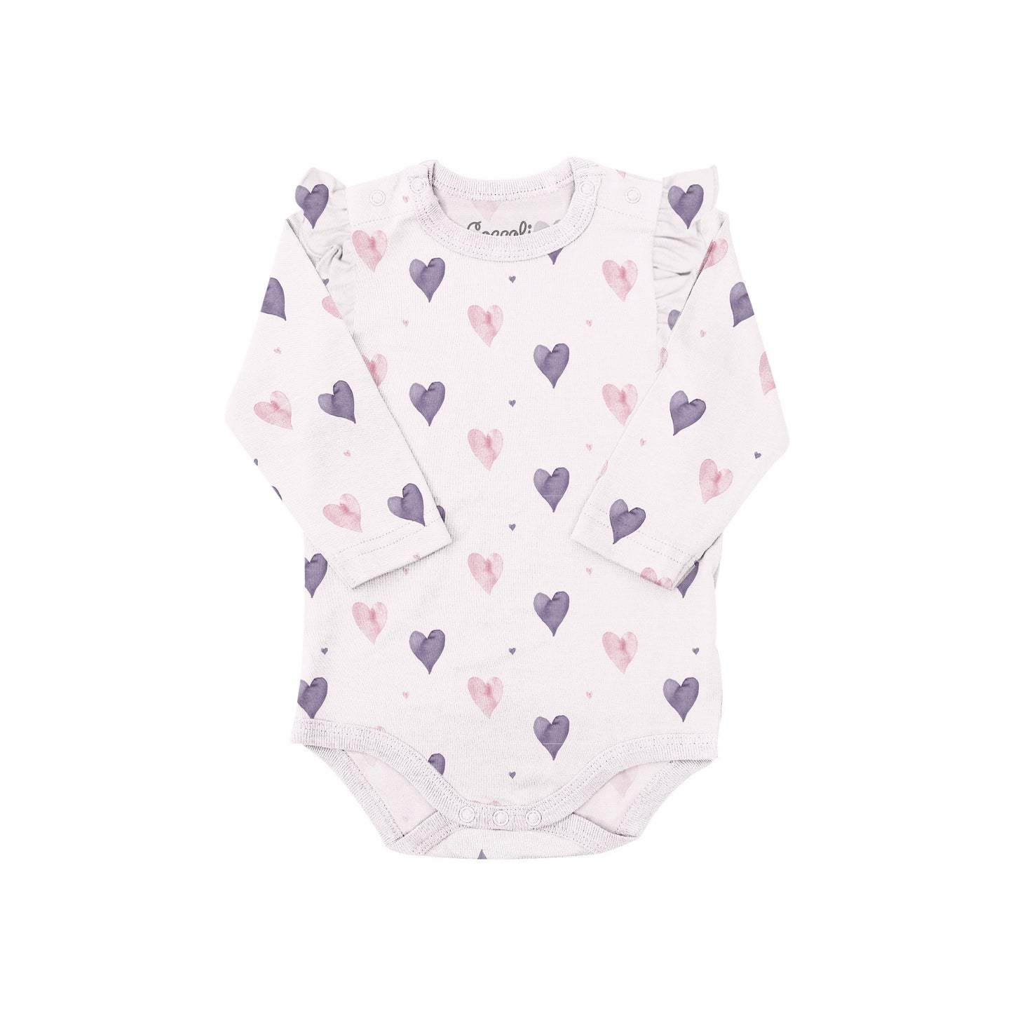 Hearts on Light Pink Modal LS Bodysuit