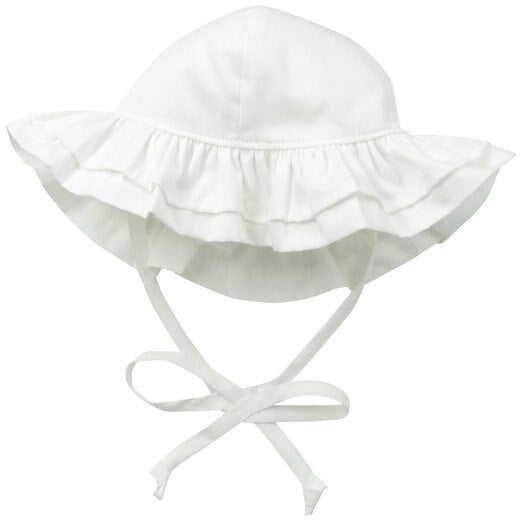 Double Ruffle Sun Hat / White