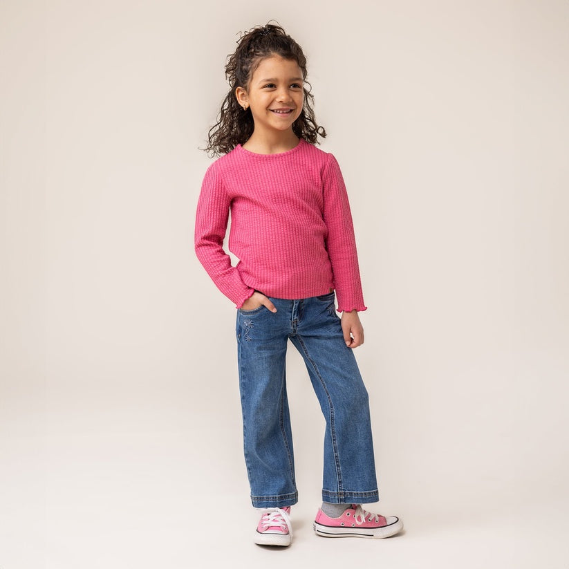 Dark Pink Rib LS Top