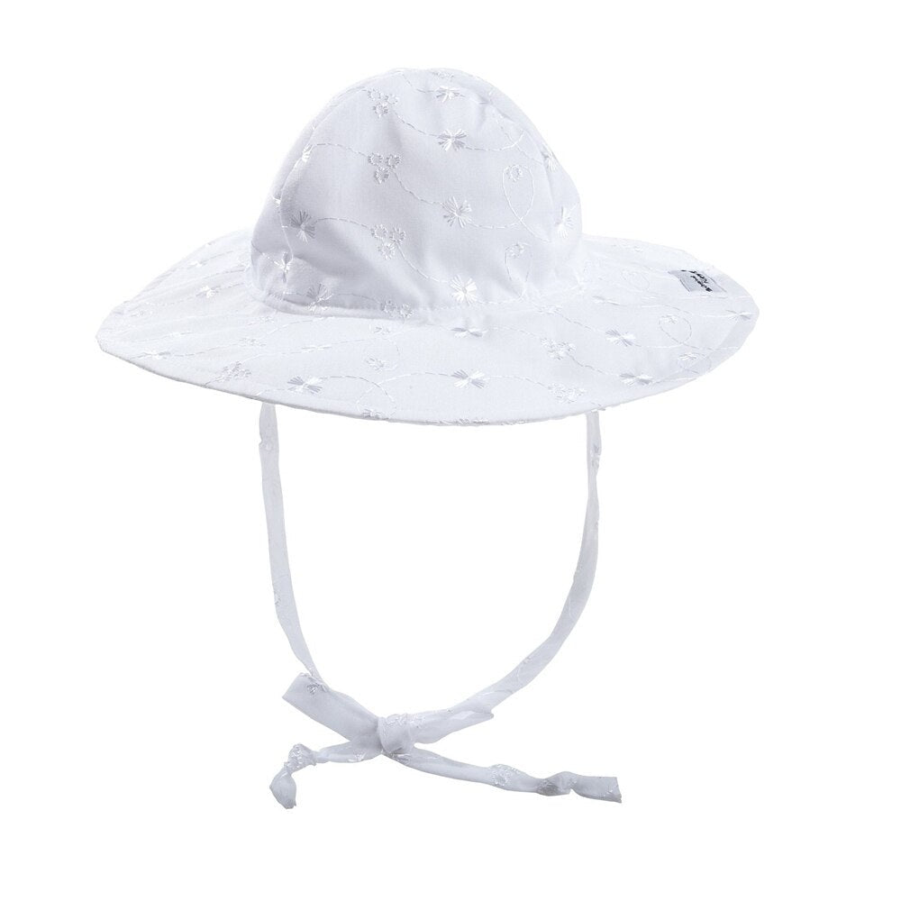 White Embroidered Eyelet Floppy Hat