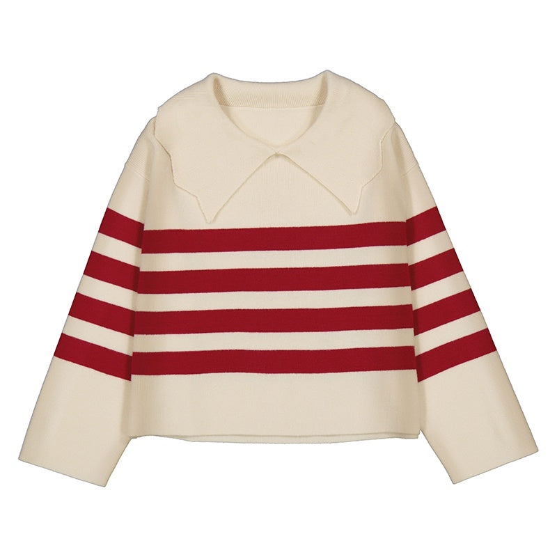 Four-Stripe LS Top w/ Long Collar