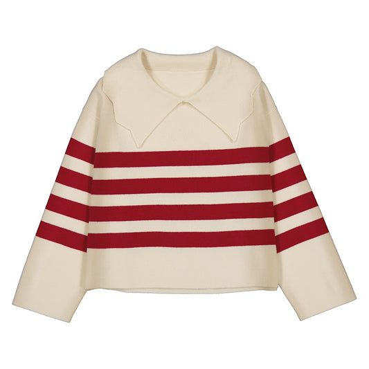 Four-Stripe LS Top w/ Long Collar
