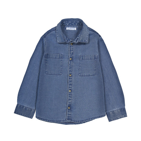 LS Denim Button Up w/ Cuffed Sleeves