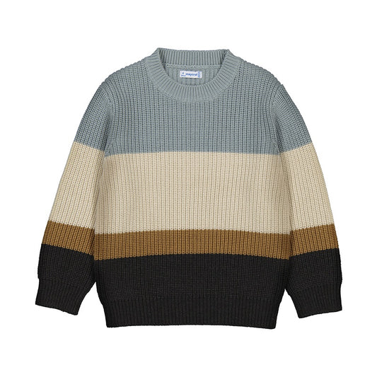 Color Block Stripe Knit LS Sweater