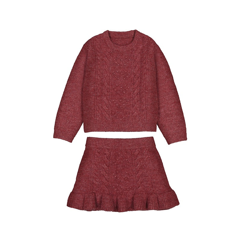Cherry Sweater LS Top + Skirt Set