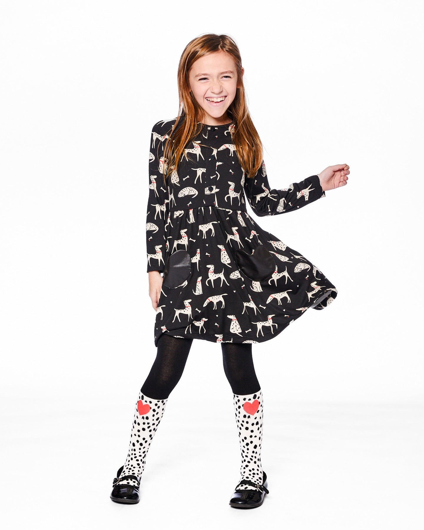Dalmation Print Dress w/ Pockets