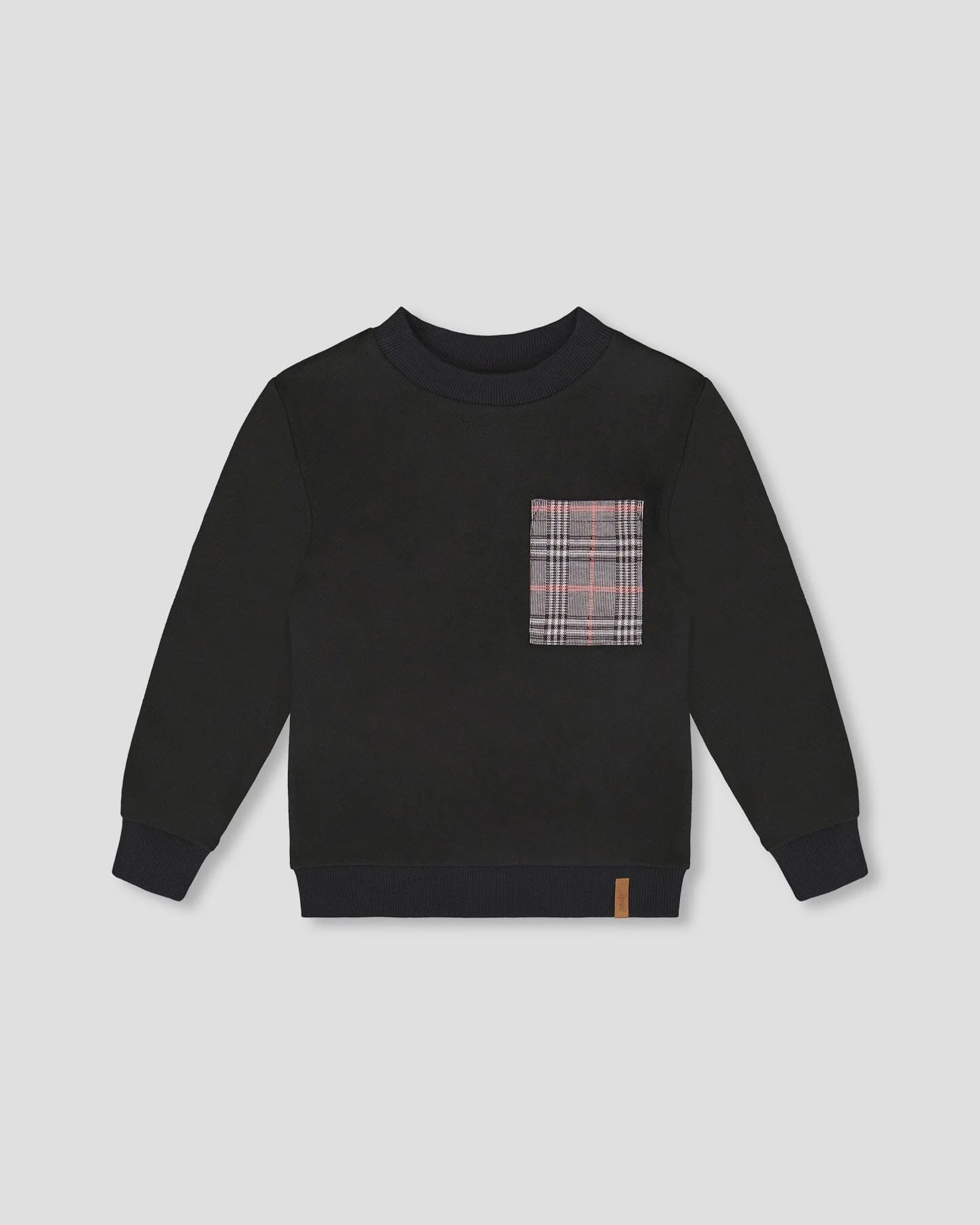 LS Black Toddler Top w/ Plaid Pocket