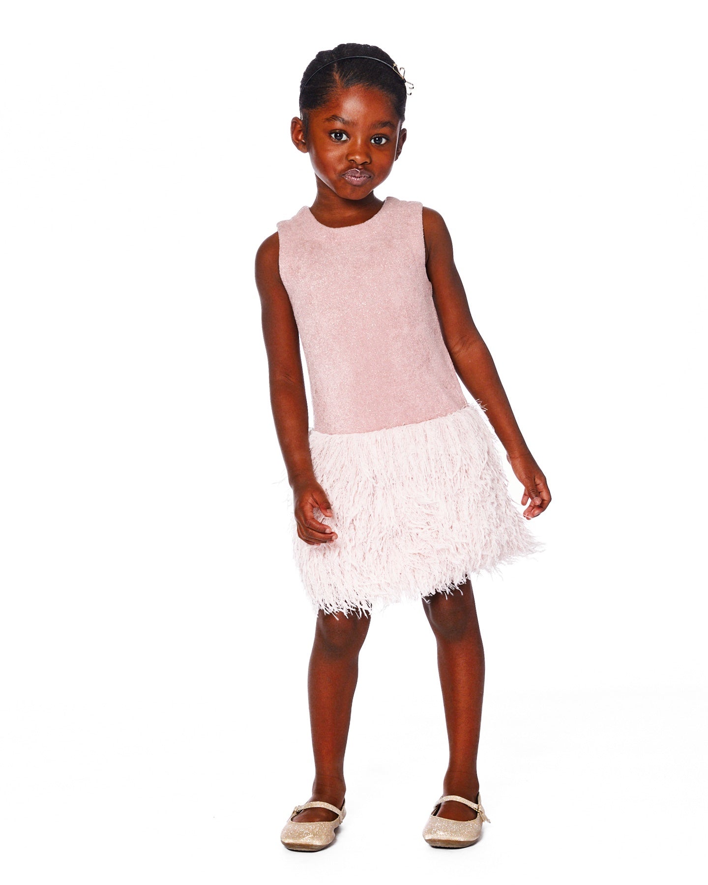 Sleeveless Ostrich Style Toddler Dress