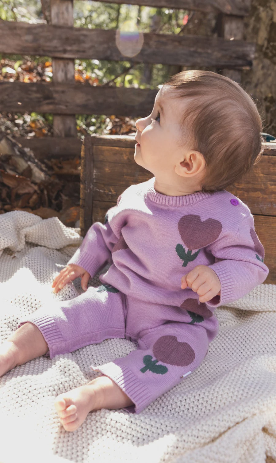 Intarsia Heart Flower Romper