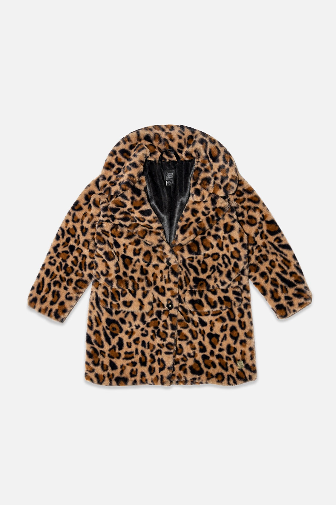Leopard Print Faux Fur Long Coat
