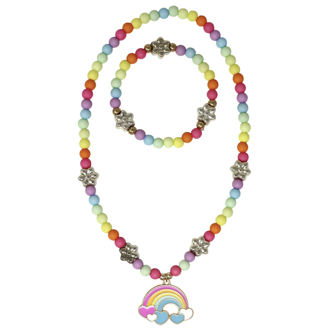 Daisy Rainbow Necklace and Bracelet Set