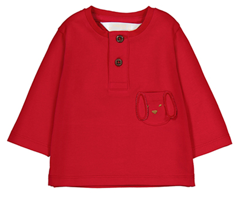 Red LS Top w/ Embroidered Dog
