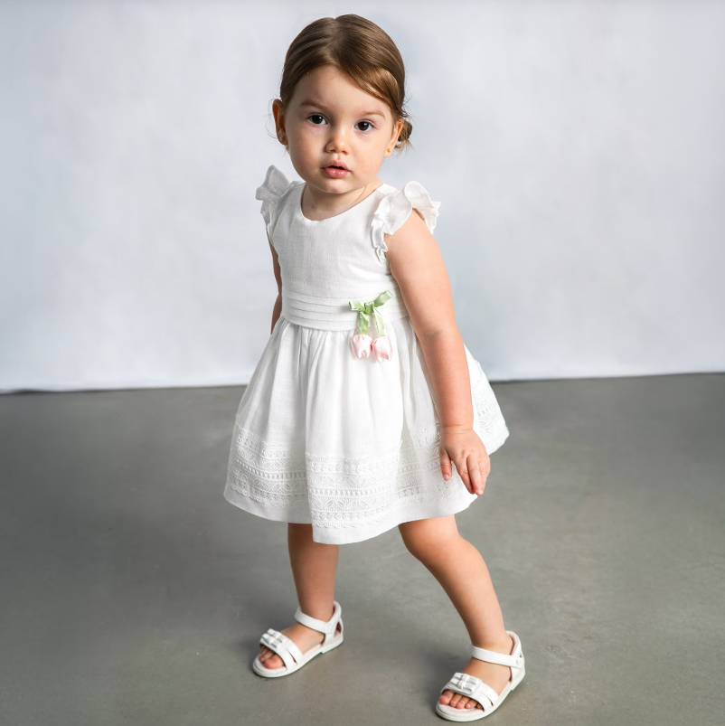 White Baby Dress w/ Guipure Lace Trim