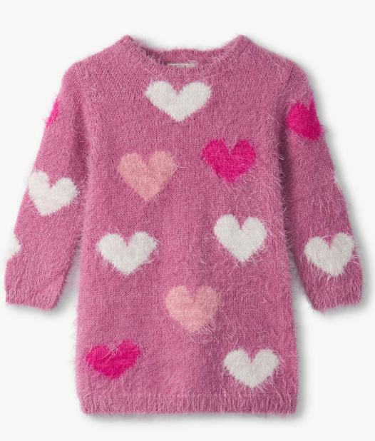 Orchid Lovely Hearts Fuzzy Dress